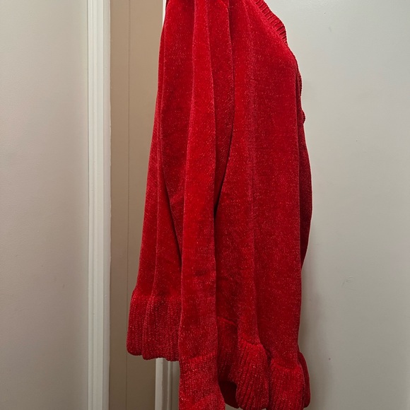 ELLOS WRAP BRIGHT RED SOFT SWEATER LONG SLEEVE SIZE 22/24 1X. - Picture 4 of 9